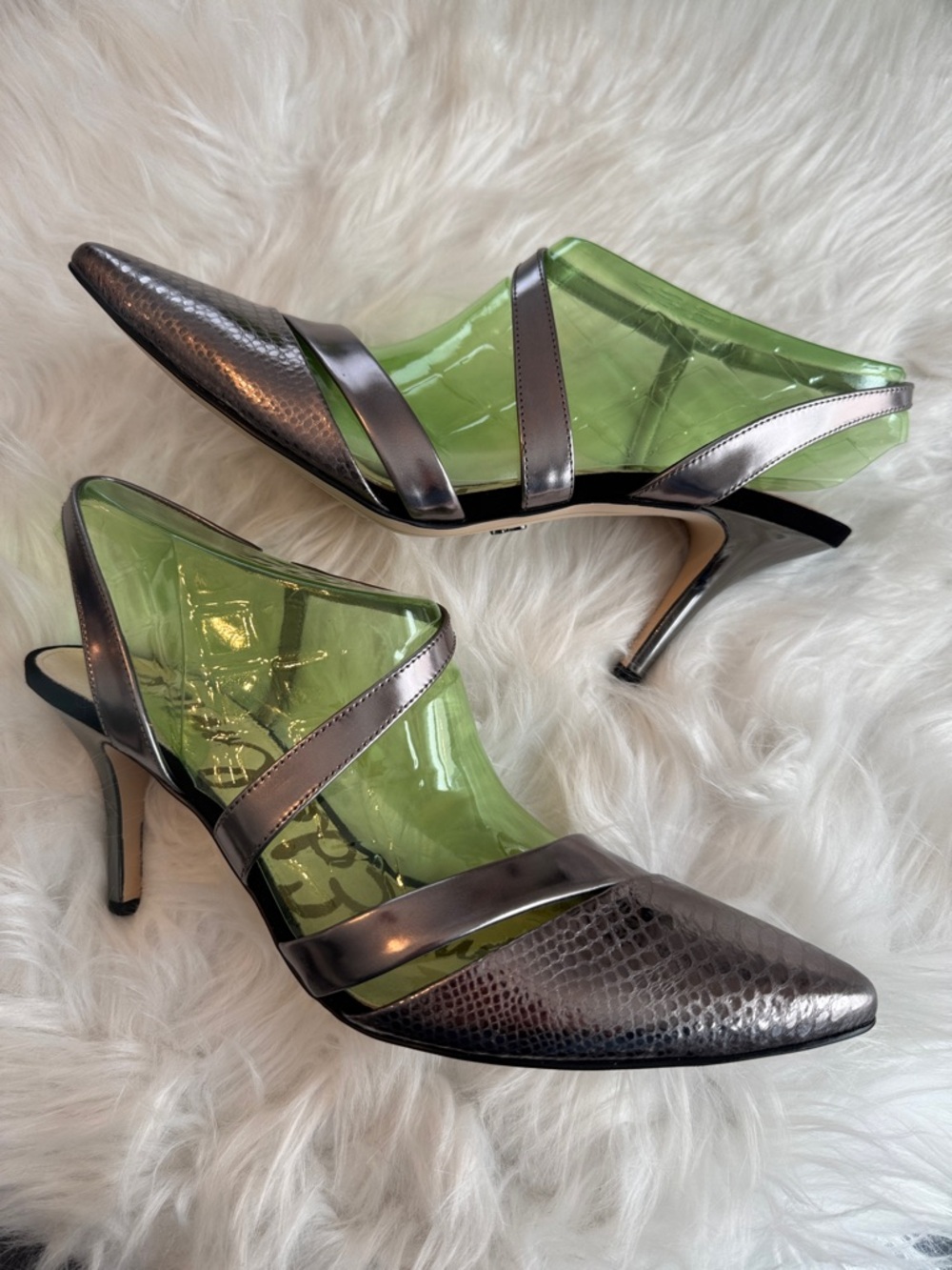 NWT Sam Edelman Othello Metallic Pewter Pointed Toe Heels size 10